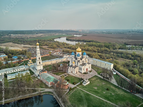 Aerial view of Nikolo-Ugreshsky Monastery is Russian Orthodox monastery of St. Nicholas. Moscow, Russia.