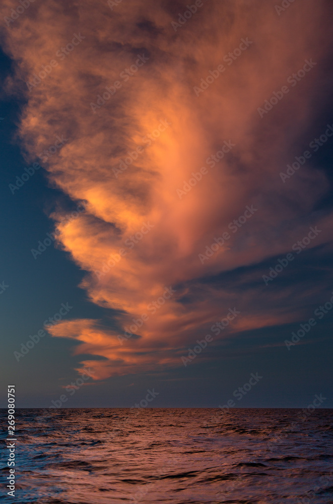 Colourful sunset in the ocean