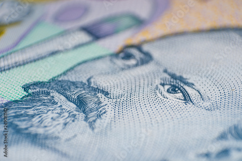 Nicolae Grigorescu face close-up  from Romanian money lei photo