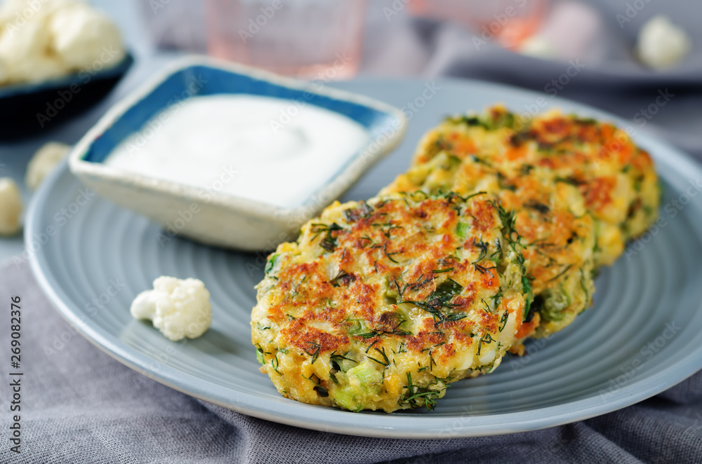 Cauliflower carrot green peas dill fritters Cauliflower carrot green peas dill fritters