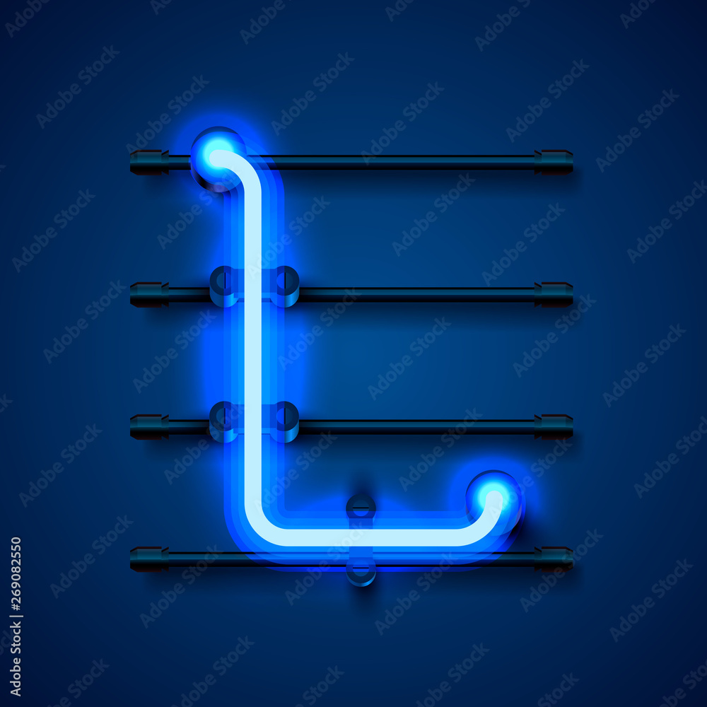 Neon font letter L, art design signboard. Neon font letter L, art design signboard.