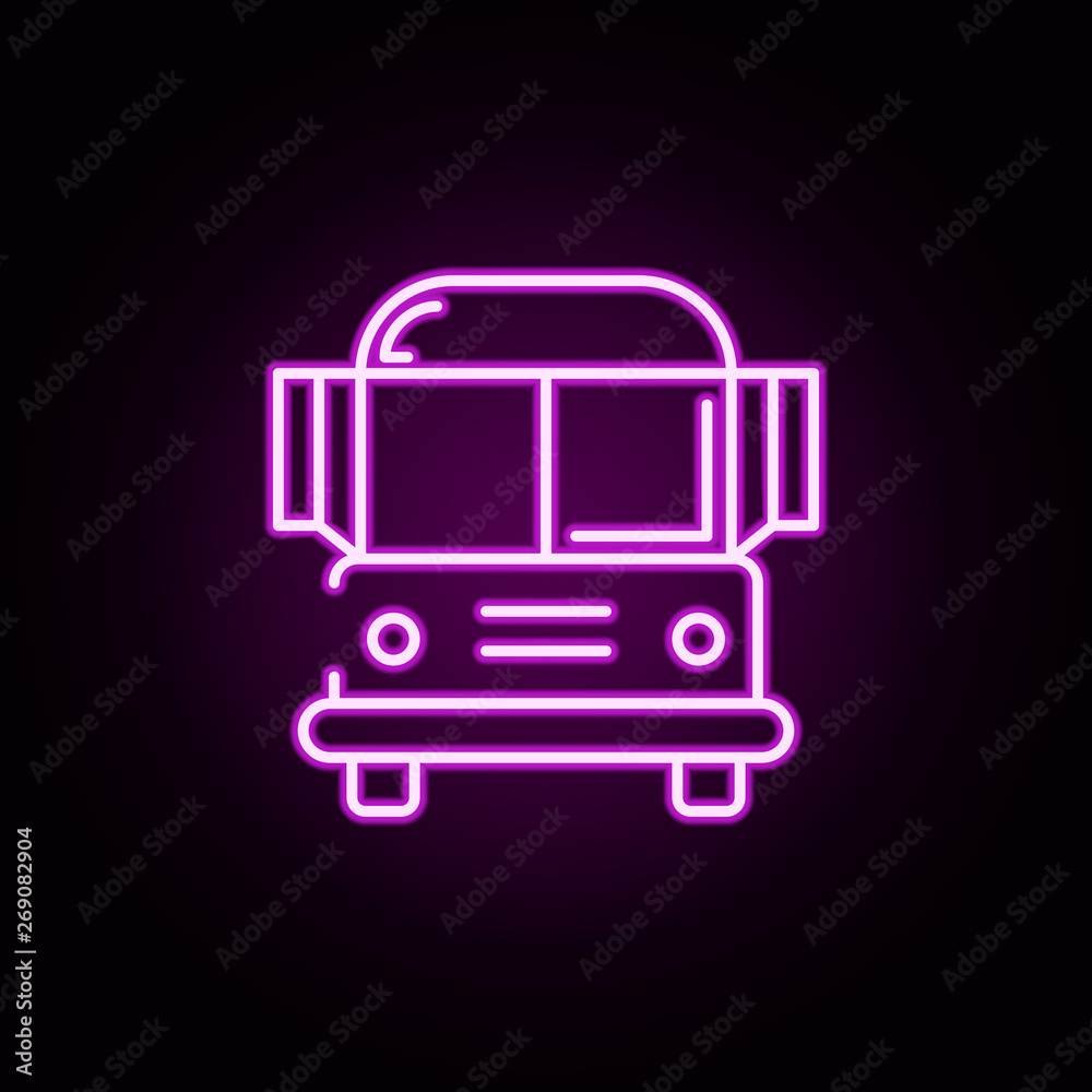 school bus neon icon. Elements of transportation set. Simple icon for websites, web design, mobile app, info graphics school bus neon icon. Elements of transportation set. Simple icon for websites, web design, mobile app, info graphics
