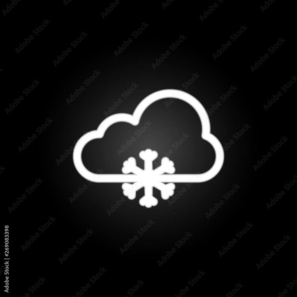 Cloudy snow sign neon icon. Elements of weather set. Simple icon for websites, web design, mobile app, info graphics Cloudy snow sign neon icon. Elements of weather set. Simple icon for websites, web design, mobile app, info graphics