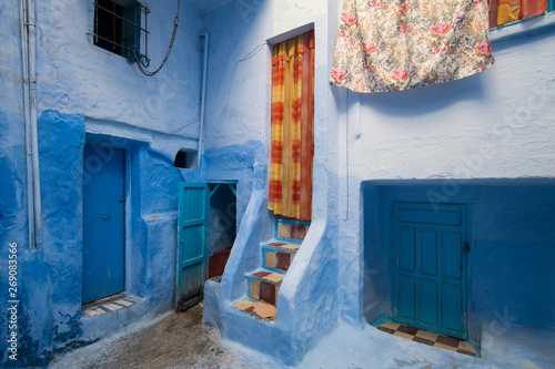 House with blue walls in Chefchaouen in Morocco