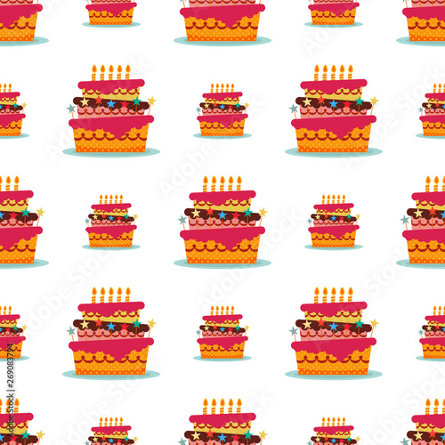 Seamless Pattern with colorful sweet cakes