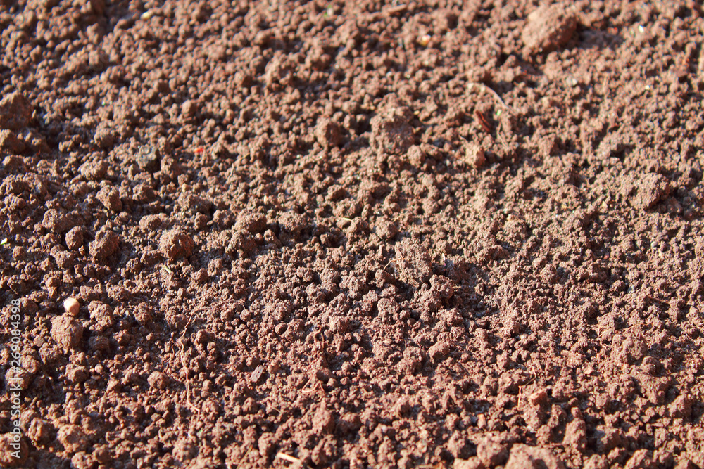 Brown dry soil. Close-up. Background. Texture. Brown dry soil. Close-up. Background. Texture.