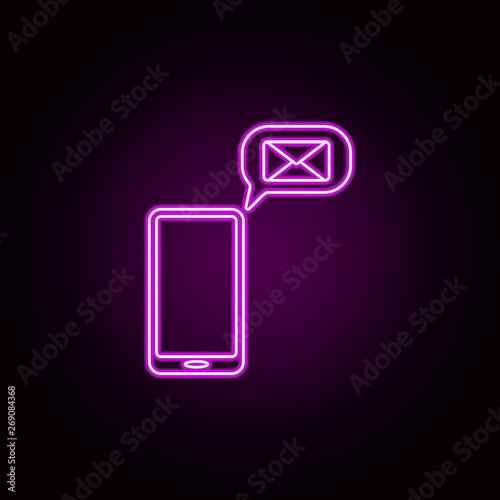 inbox in smart phone neon icon. Elements of sosial media network set. Simple icon for websites, web design, mobile app, info graphics
