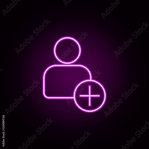 add contact sign neon icon. Elements of sosial media network set. Simple icon for websites, web design, mobile app, info graphics