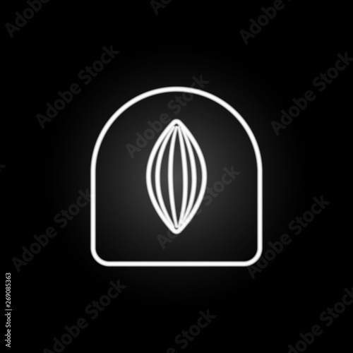 almonds in chocolate neon icon. Elements of chocolate set. Simple icon for websites, web design, mobile app, info graphics