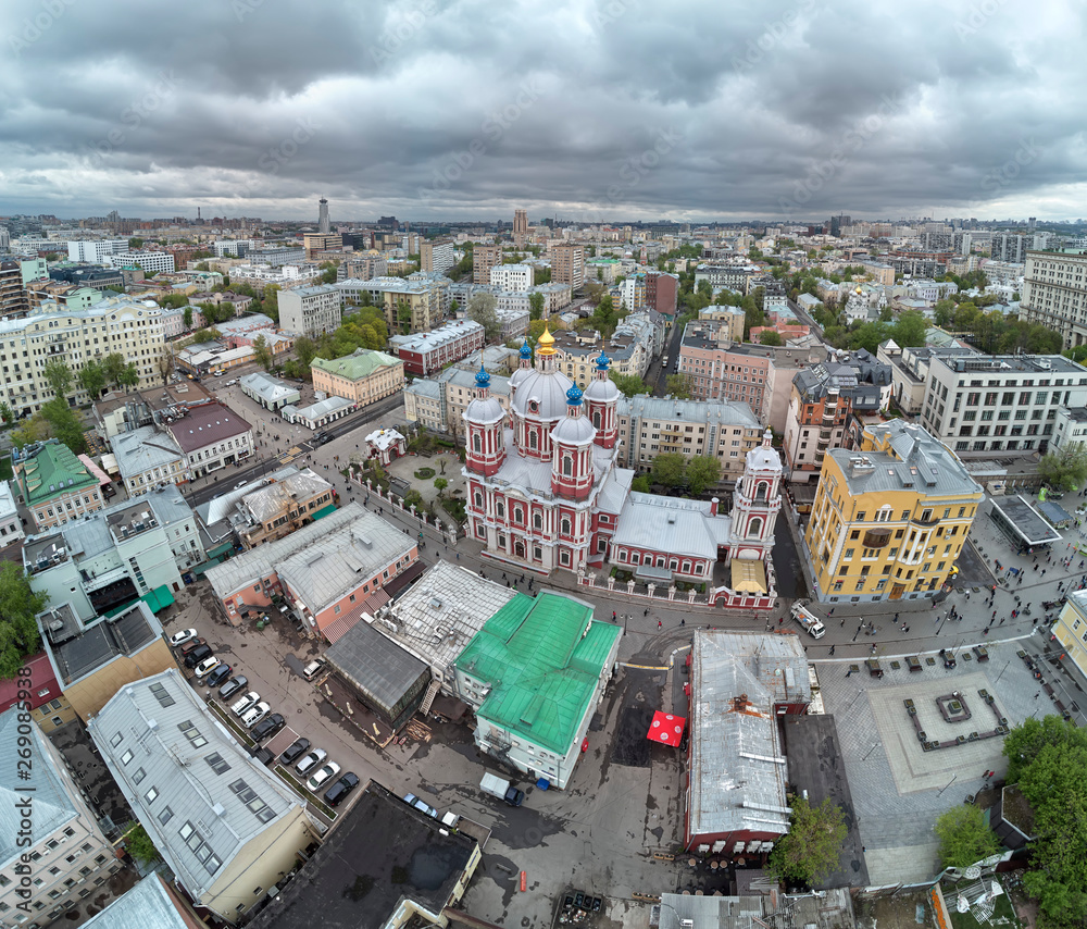 Moscow. St. Clement's Church. Orthodox Church in honor of St. Clement. Aerial panoramic view