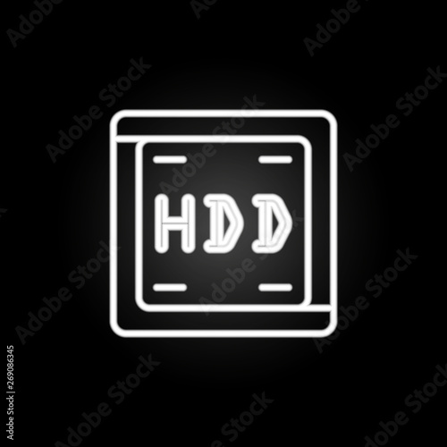 hard disc neon icon. Elements of computer hardware set. Simple icon for websites, web design, mobile app, info graphics