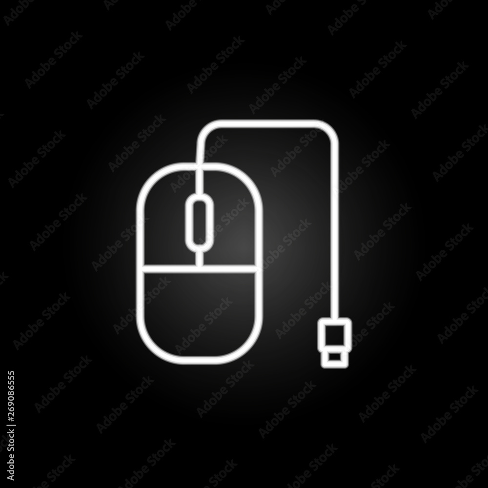 PC mouse neon icon. Elements of computer hardware set. Simple icon for websites, web design, mobile app, info graphics PC mouse neon icon. Elements of computer hardware set. Simple icon for websites, web design, mobile app, info graphics