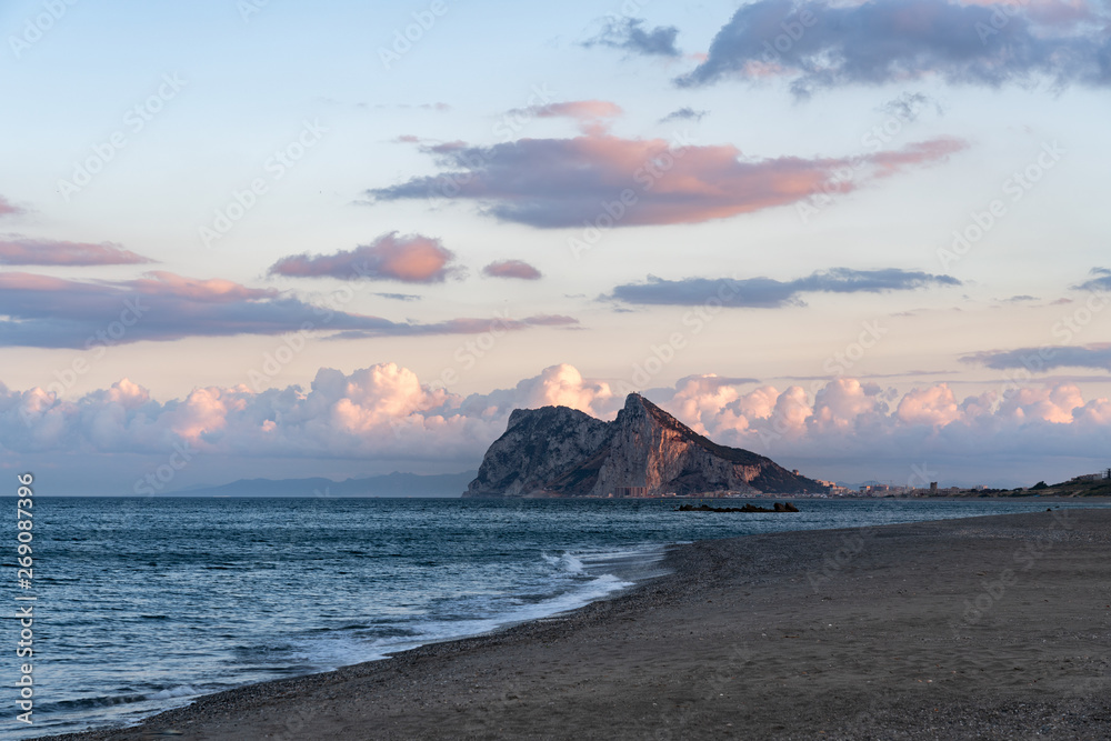 View of Gibraltar after beautiful sunset