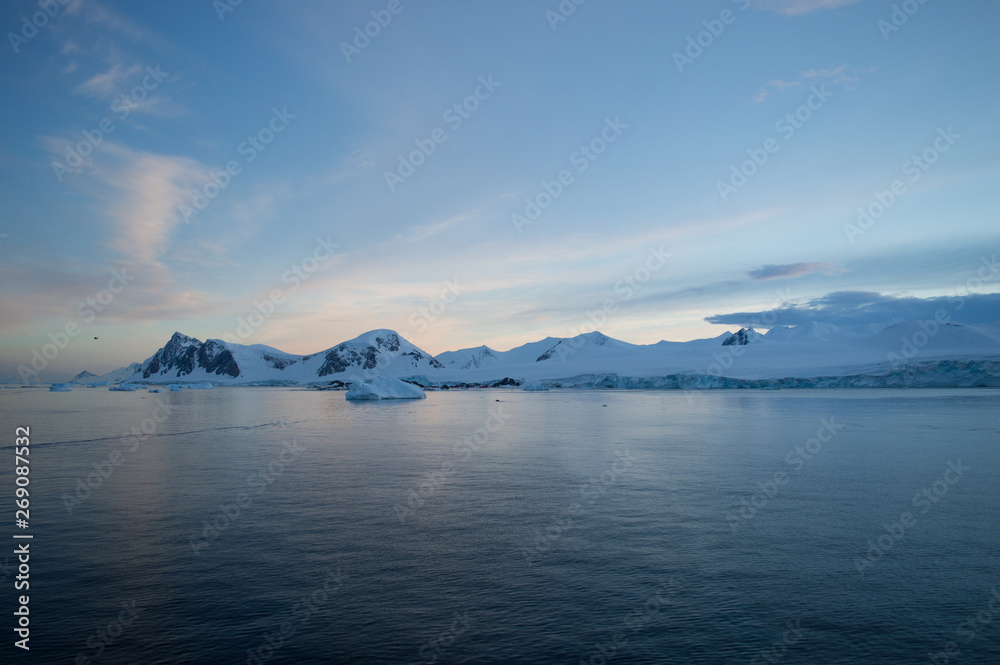 Antarctica landscape. Glaciers are melting down.