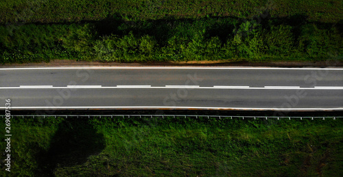 flying over the automobile route is empty. a way of life aerial