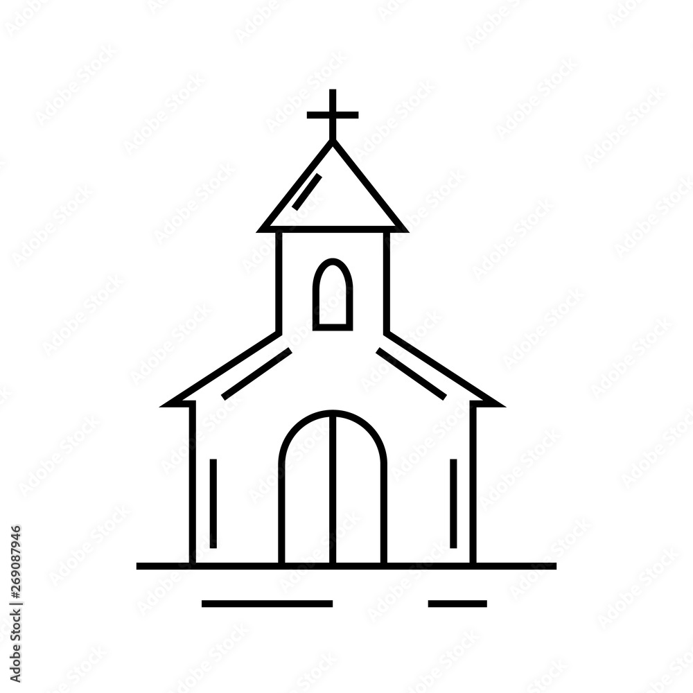 Christian church vector icon on white background