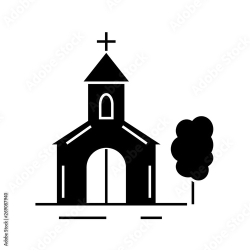 Christian church vector icon on white background