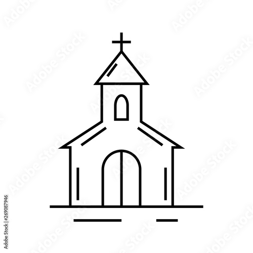 Christian church vector icon on white background