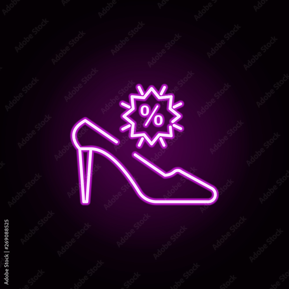 high heels discount neon icon. Elements of cyber monday set. Simple icon for websites, web design, mobile app, info graphics high heels discount neon icon. Elements of cyber monday set. Simple icon for websites, web design, mobile app, info graphics
