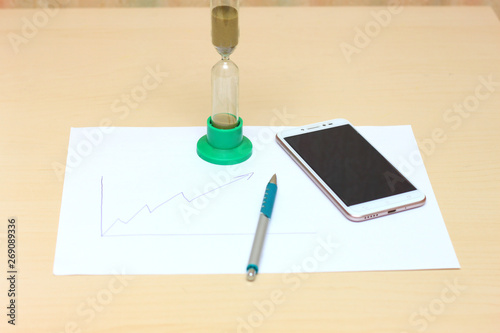 Schedule, time and workflow at the table. Phone calls