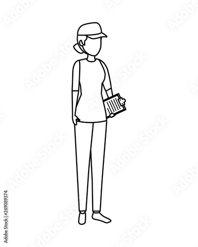 female delivery worker avatar character