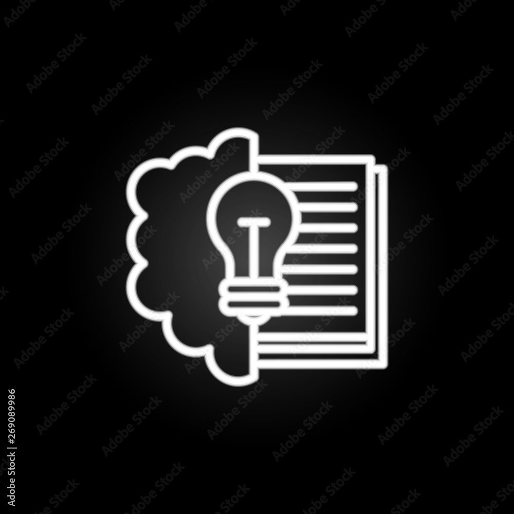 Brain and light bulb neon icon. Elements of education set. Simple icon for websites, web design, mobile app, info graphics Brain and light bulb neon icon. Elements of education set. Simple icon for websites, web design, mobile app, info graphics