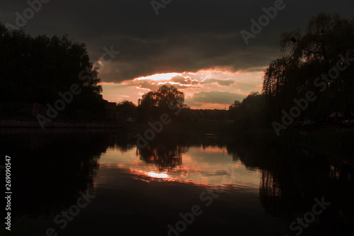 sunset over lake