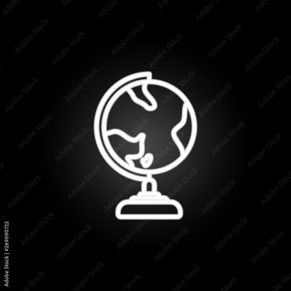 Globe neon icon. Elements of education set. Simple icon for websites, web design, mobile app, info graphics Globe neon icon. Elements of education set. Simple icon for websites, web design, mobile app, info graphics
