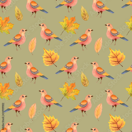 Watercolor autumn seamless pattern