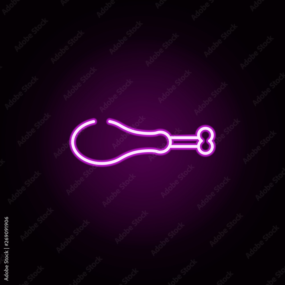 chicken legs neon icon. Elements of fast food set. Simple icon for websites, web design, mobile app, info graphics