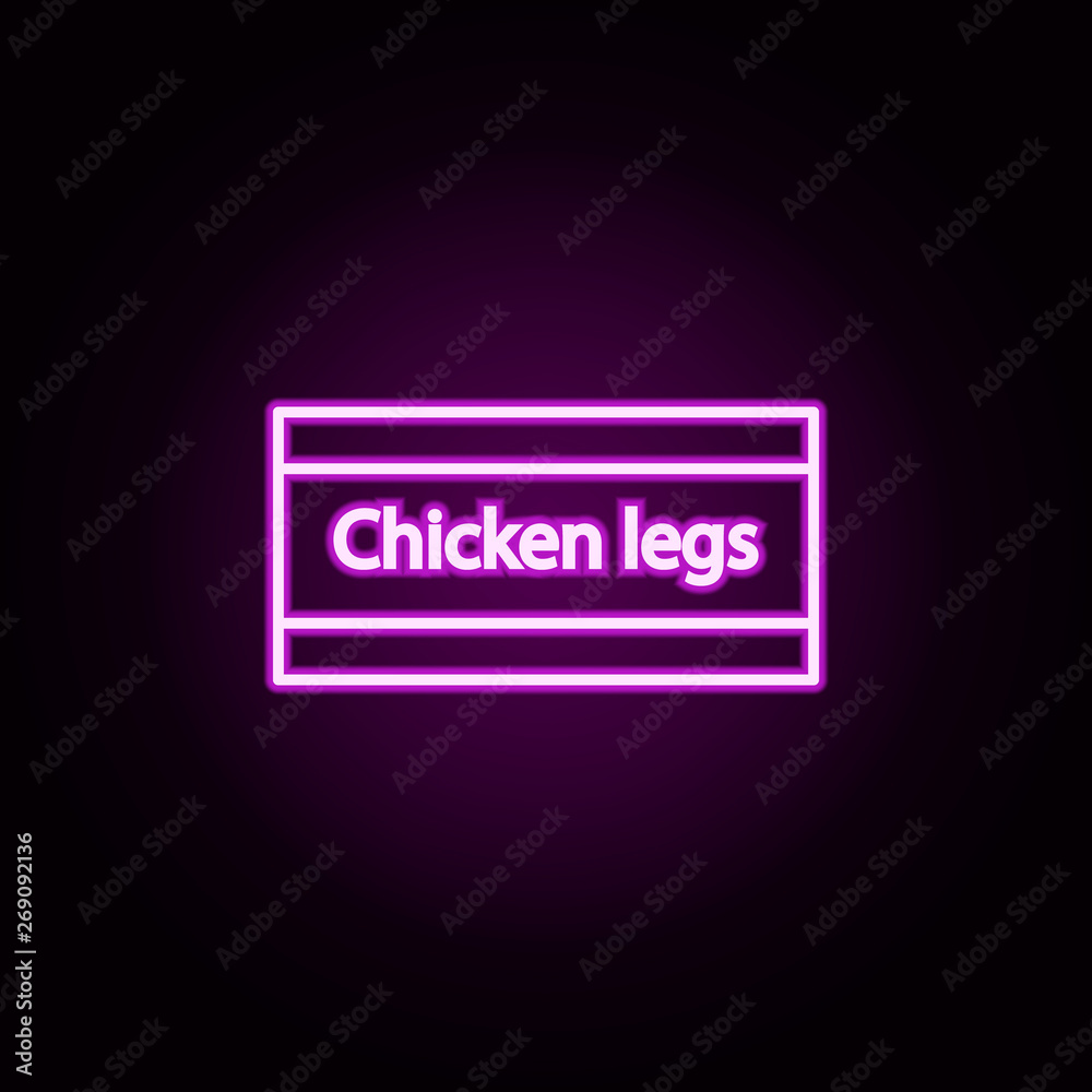 box of chicken legs neon icon. Elements of fast food set. Simple icon for websites, web design, mobile app, info graphics box of chicken legs neon icon. Elements of fast food set. Simple icon for websites, web design, mobile app, info graphics