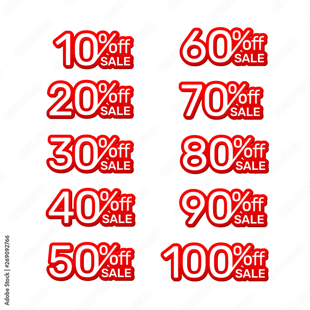 Sticker red banner, collection off with share discount percentage. Sticker red banner, collection off with share discount percentage.