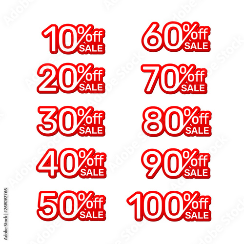 Sticker red banner, collection off with share discount percentage.