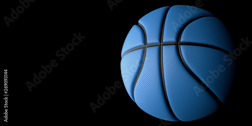 Blue Basketball with Gold Line Design dark Background. Basketball in the air and texture with dots. 3D illustration. 3D rendering high resolution. © Andrii