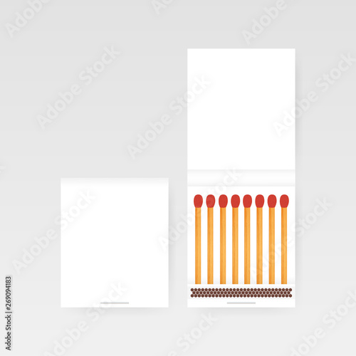 Book Of Matches Vector. Top View Closed Opened Blank. Vector stock illustratrion.