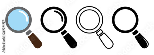 Magnifying glass icons set. Vector