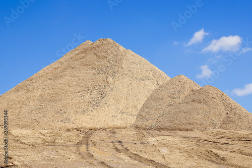 River gravel pile for construction at building area