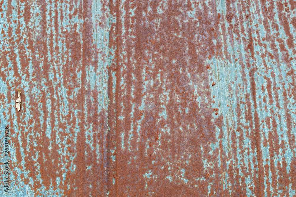 A rusty, corrosive background or texture.