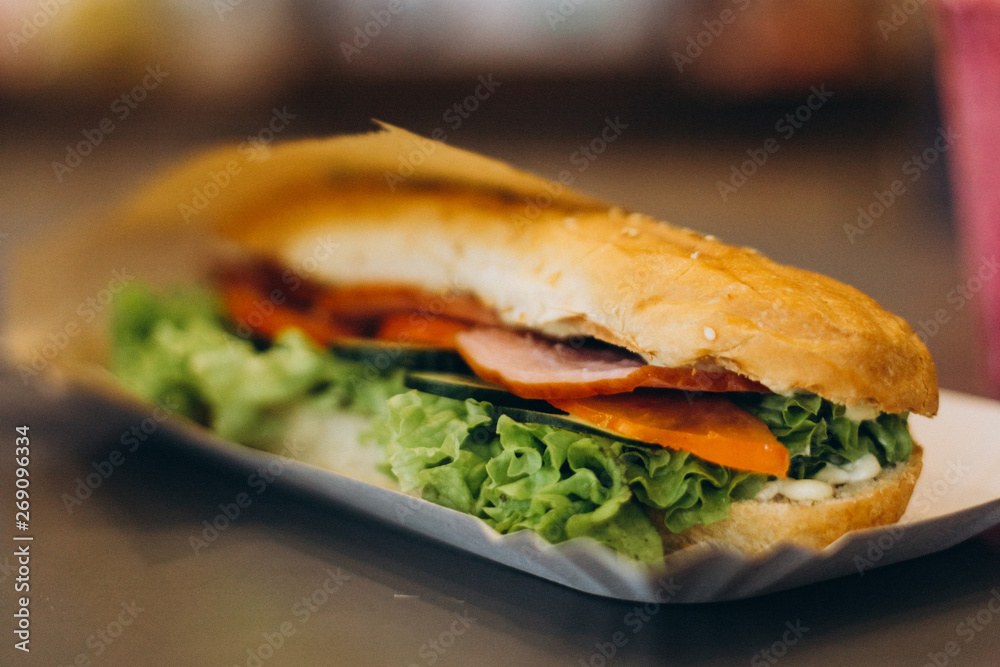 close up photo of sandwich in cafe table close up photo of sandwich in cafe table
