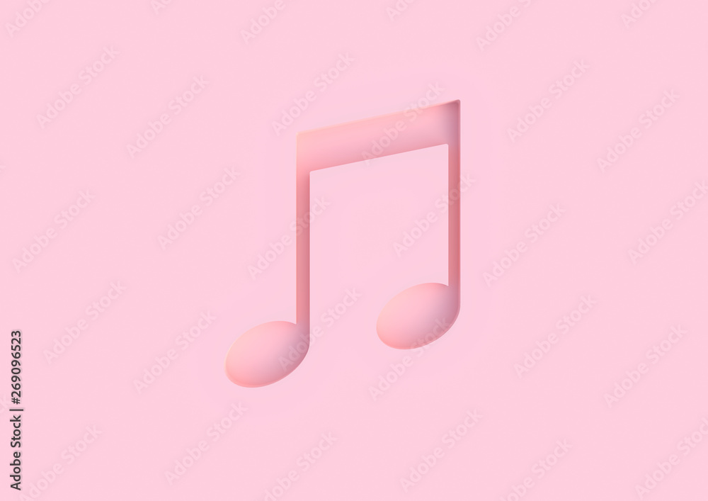 Music note 3d icon on pastel pink background. musical note with shadow  pressed into the inside. Creative concept minimalism. 3d rendering  illustration Stock Illustration | Adobe Stock