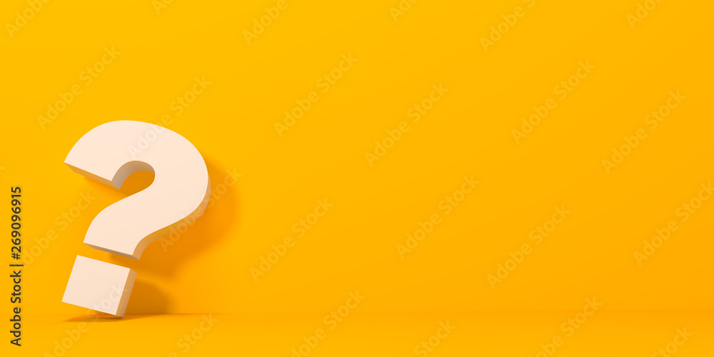 Question mark on yellow background with shadow in pastel colors. Minimalism concept . 3d render illustration Question mark on yellow background with shadow in pastel colors. Minimalism concept . 3d render illustration