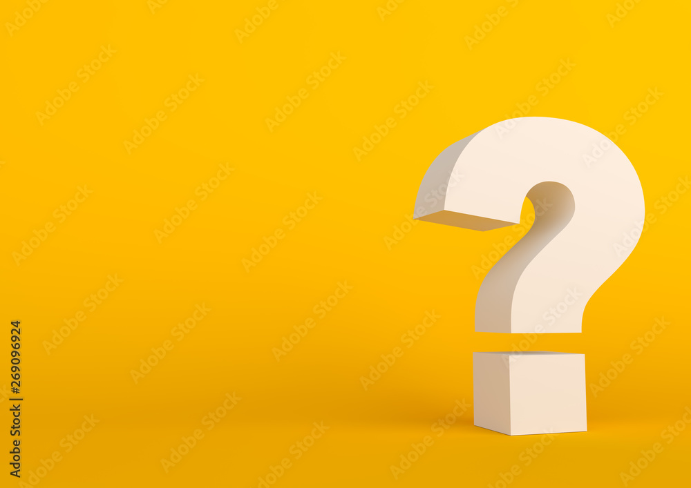 Question mark on yellow background with shadow in pastel colors. Minimalism concept . 3d render illustration Question mark on yellow background with shadow in pastel colors. Minimalism concept . 3d render illustration