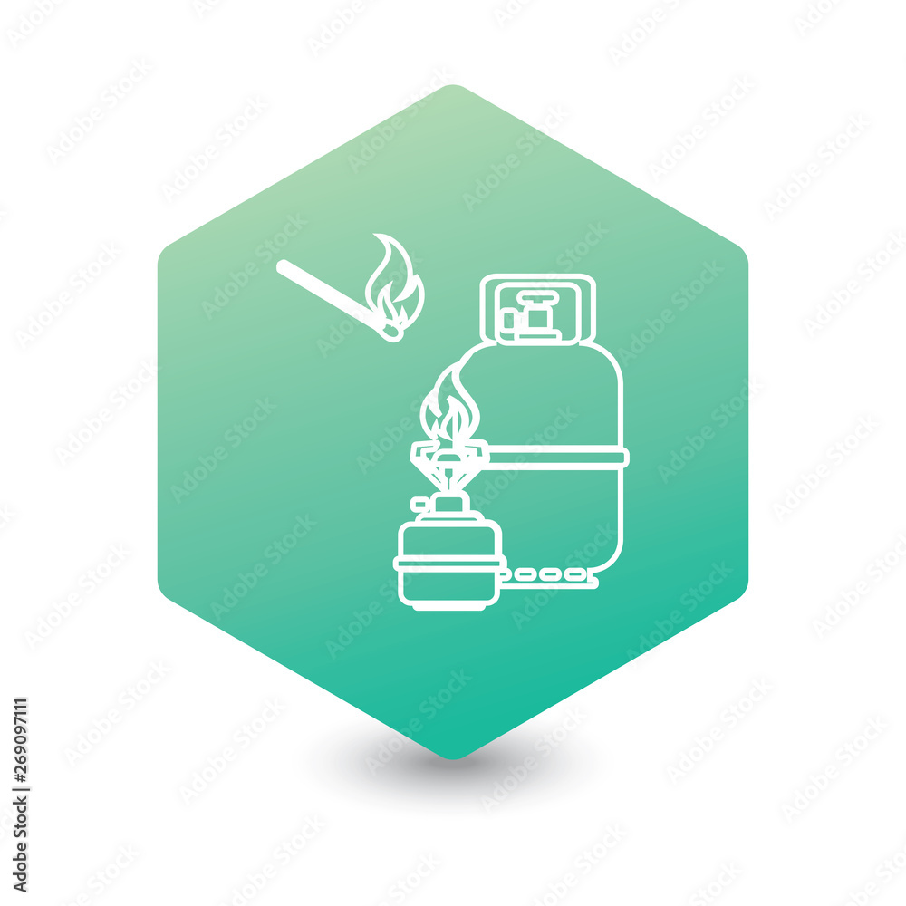 Camping stove with gas bottle icon vector Camping stove with gas bottle icon vector