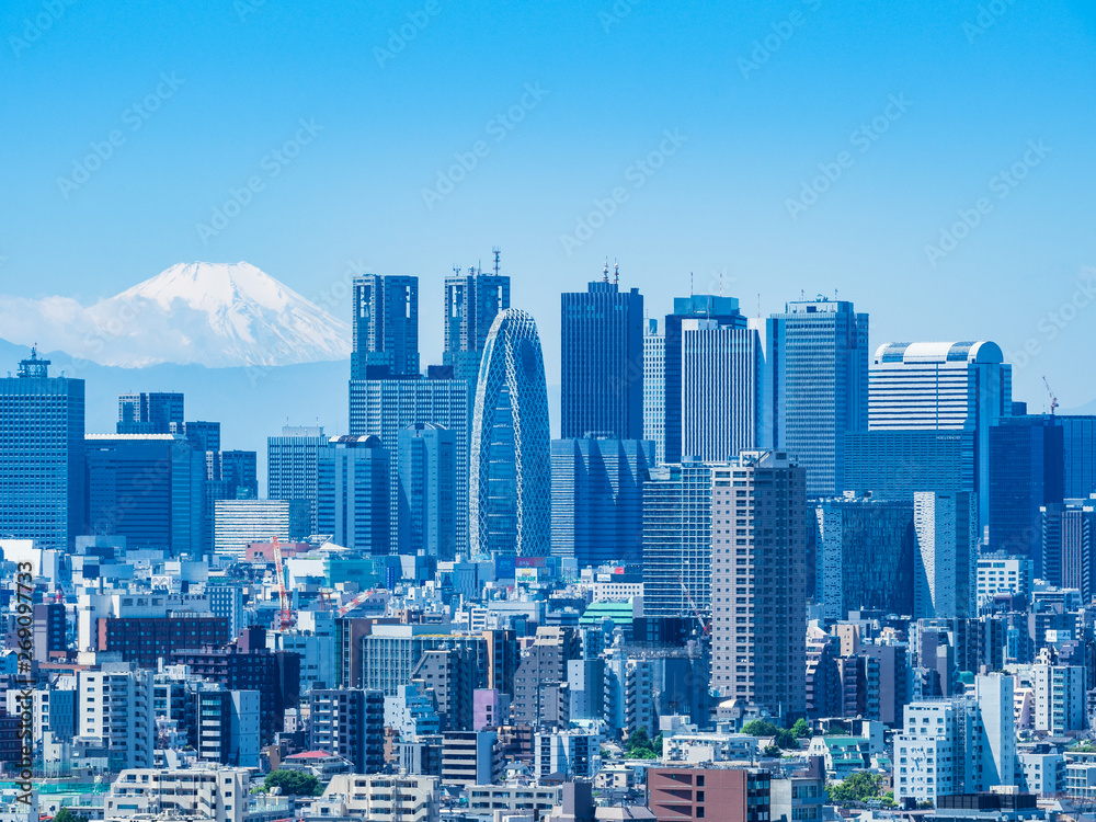 富士山と新宿副都心の高層ビル