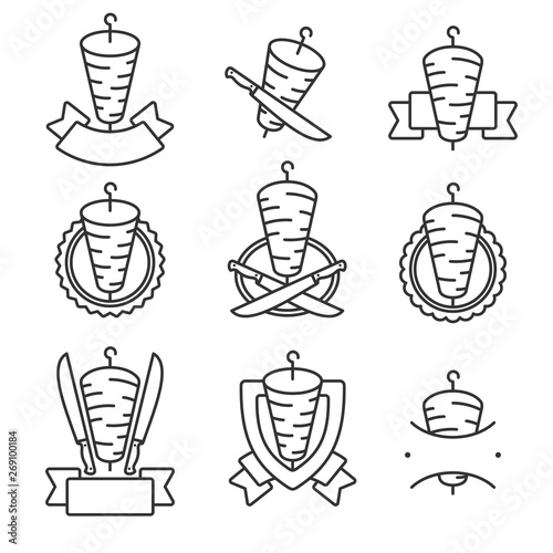 Kebab labels and elements set. Collection icon kebabs. Vector