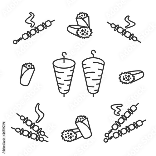 Kebab set. Collection icon kebabs. Vector