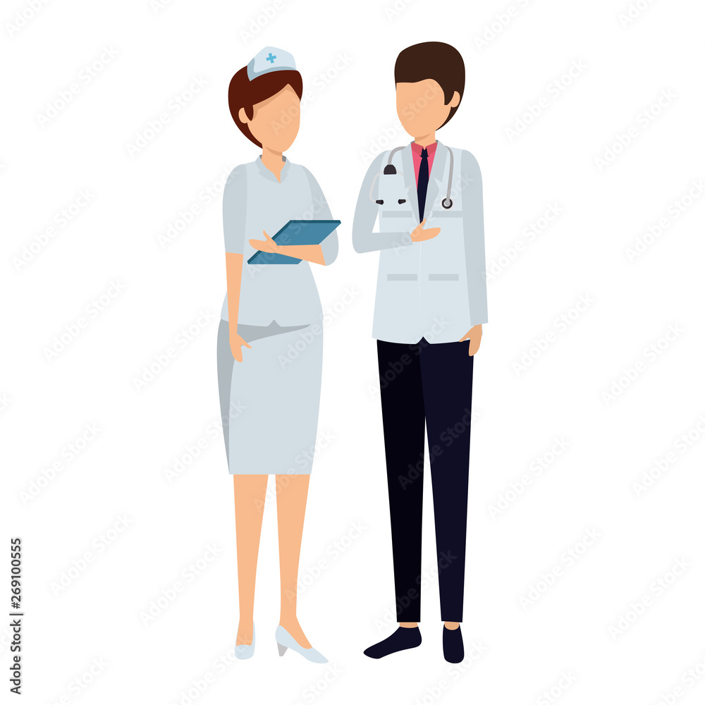 couple of professionals doctor and nurse characters couple of professionals doctor and nurse characters