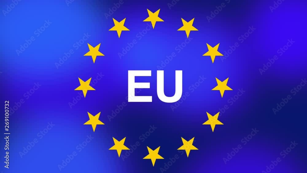 Animated European Union flag. Expanding circle of stars with EU text Animated European Union flag. Expanding circle of stars with EU text