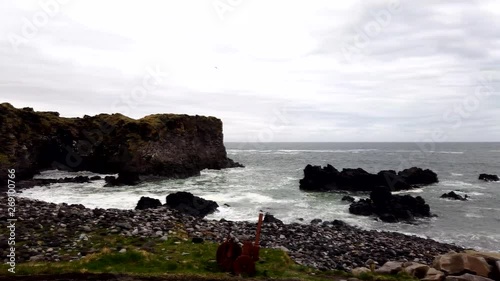 water crashing on iceland fjords beautiful