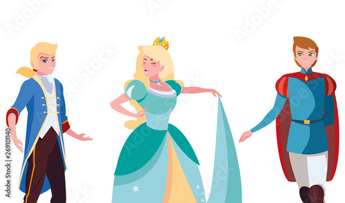 beautiful princess with princes of tales characters